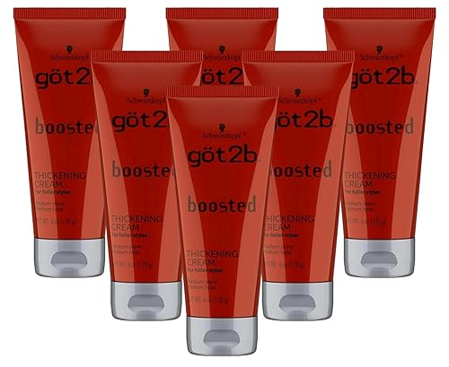 Got 2B - Crema para engrosar el cabello para estilos más completos, brillo medio, sujeción media, 6 onzas, paquete de 6