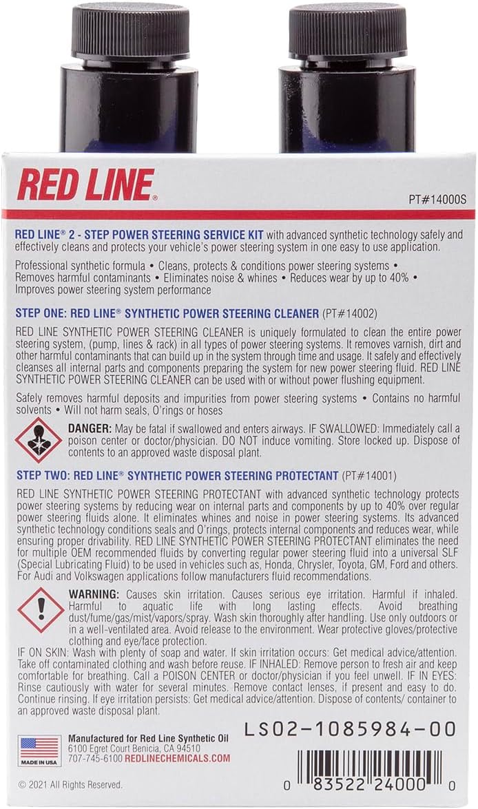 Red Line Service Chemicals 14000S 2-Step Synthetic Power Steering Service Kit, 4 Ounces (6 Pack)