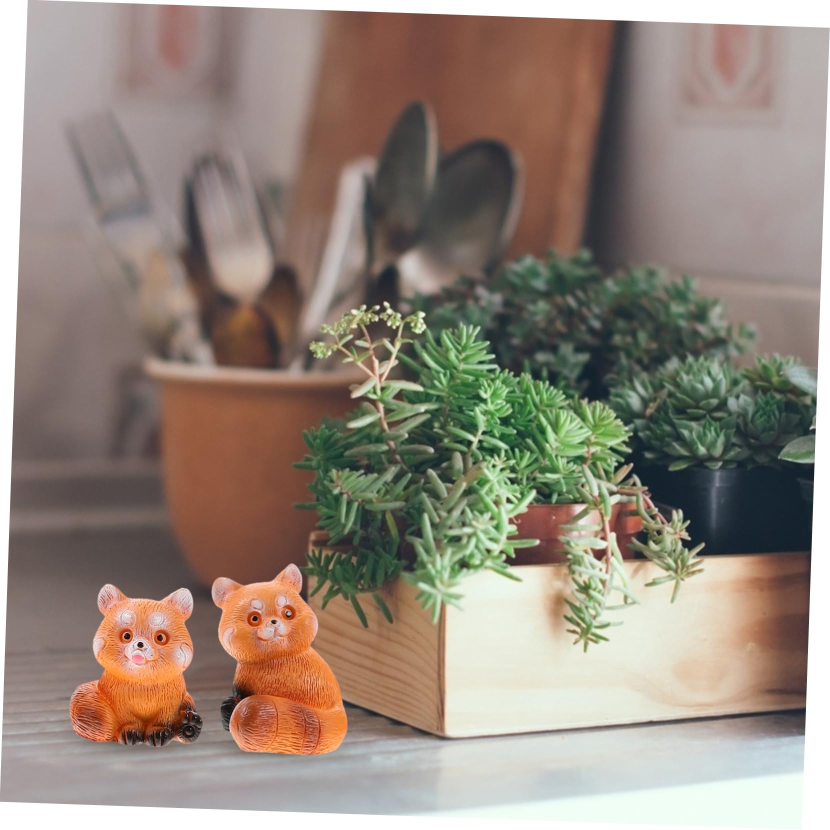 Set di 4 Statuette di Panda in Resina per Micro-paesaggio Fai Da Te