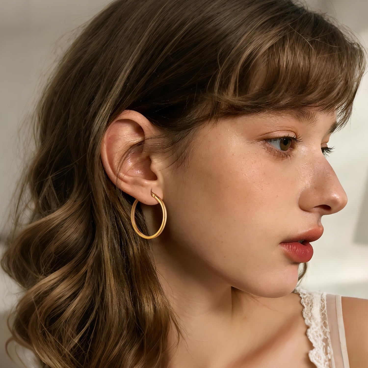 Gold Hoop Earrings 14K Gold Earrings for Women Gold Hoop Earrings for Womens Hoops Pure Minimal Style for Light and Delicate Hoops Earring for Womens 20/25/30/40mm