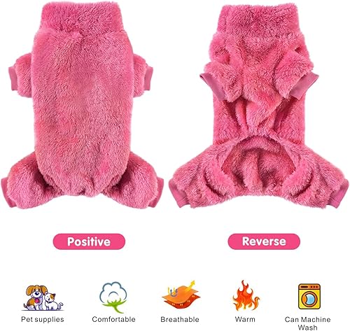 Miniatura 4 de Idepet Pijama de terciopelo para perro, suéter de cuello alto para perro, mameluco de felpa suave para gatos, ropa para mascotas, traje de invierno,