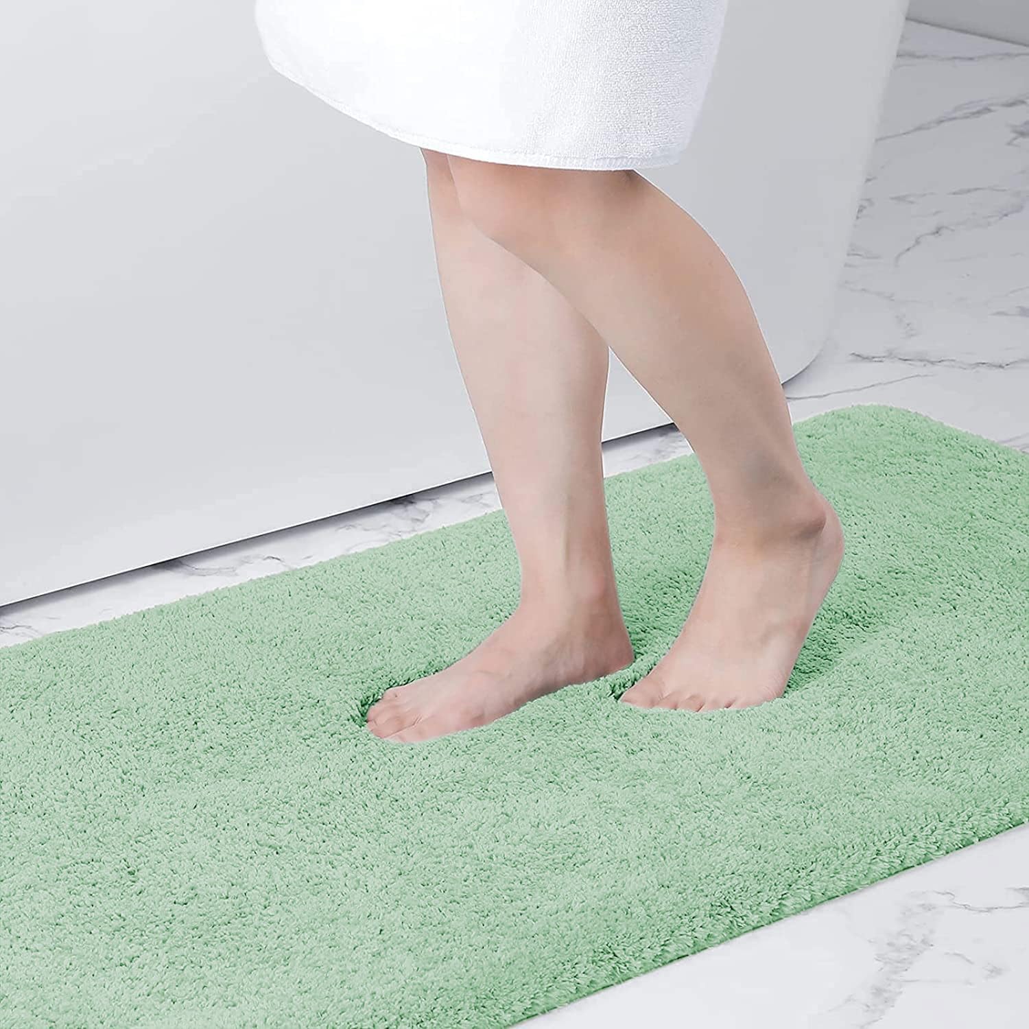 smiry Microfiber Bath Mat 60 x 90 cm, Non-Slip Super Absorbent Bathroom Mat, Extra Soft Machine Wash and Dry, Non-Shedding Bath Mats For Bathroom, Sage Green