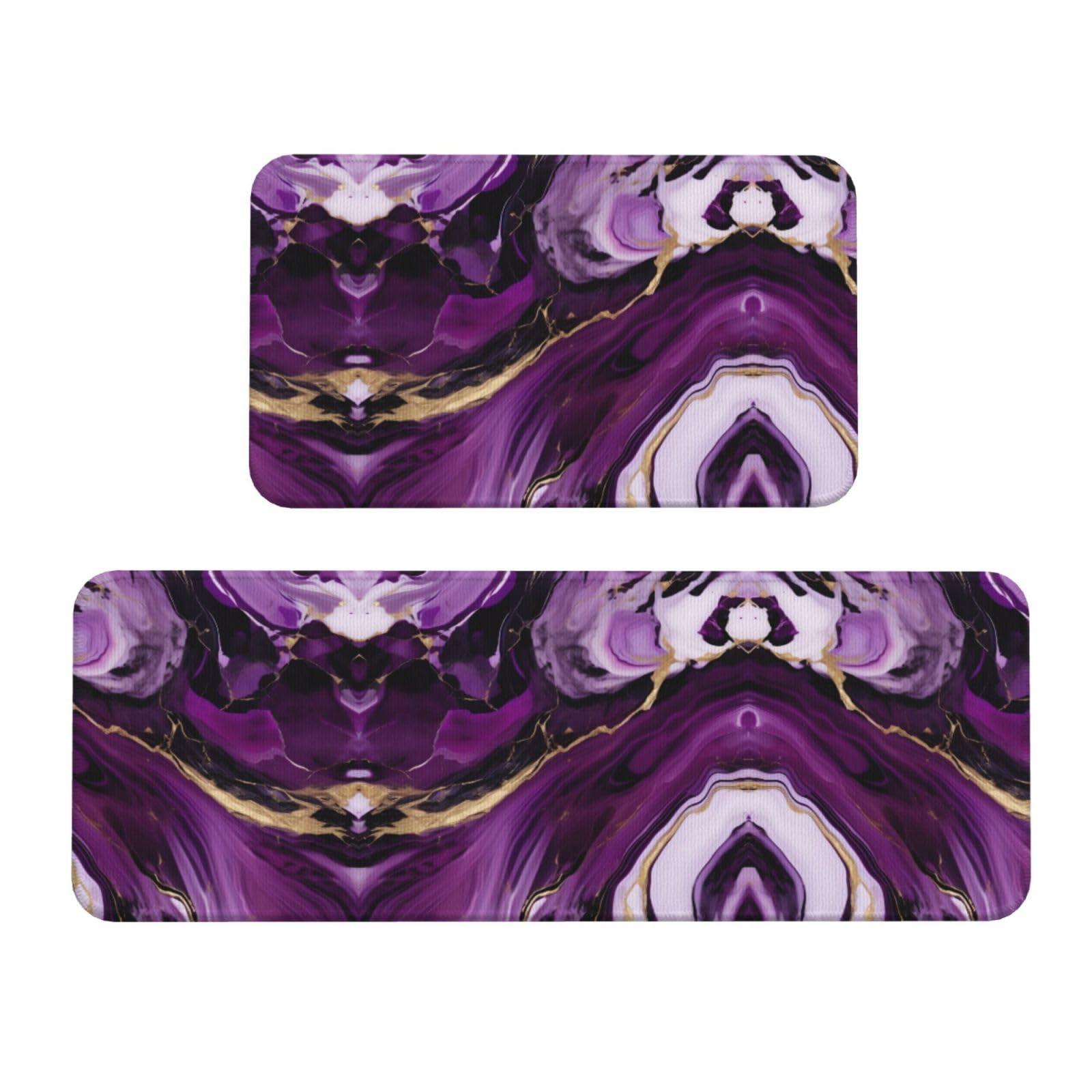 Tapis de cuisine effet marbre violet lot de 2 tapis d'intérieur premium et esthétique