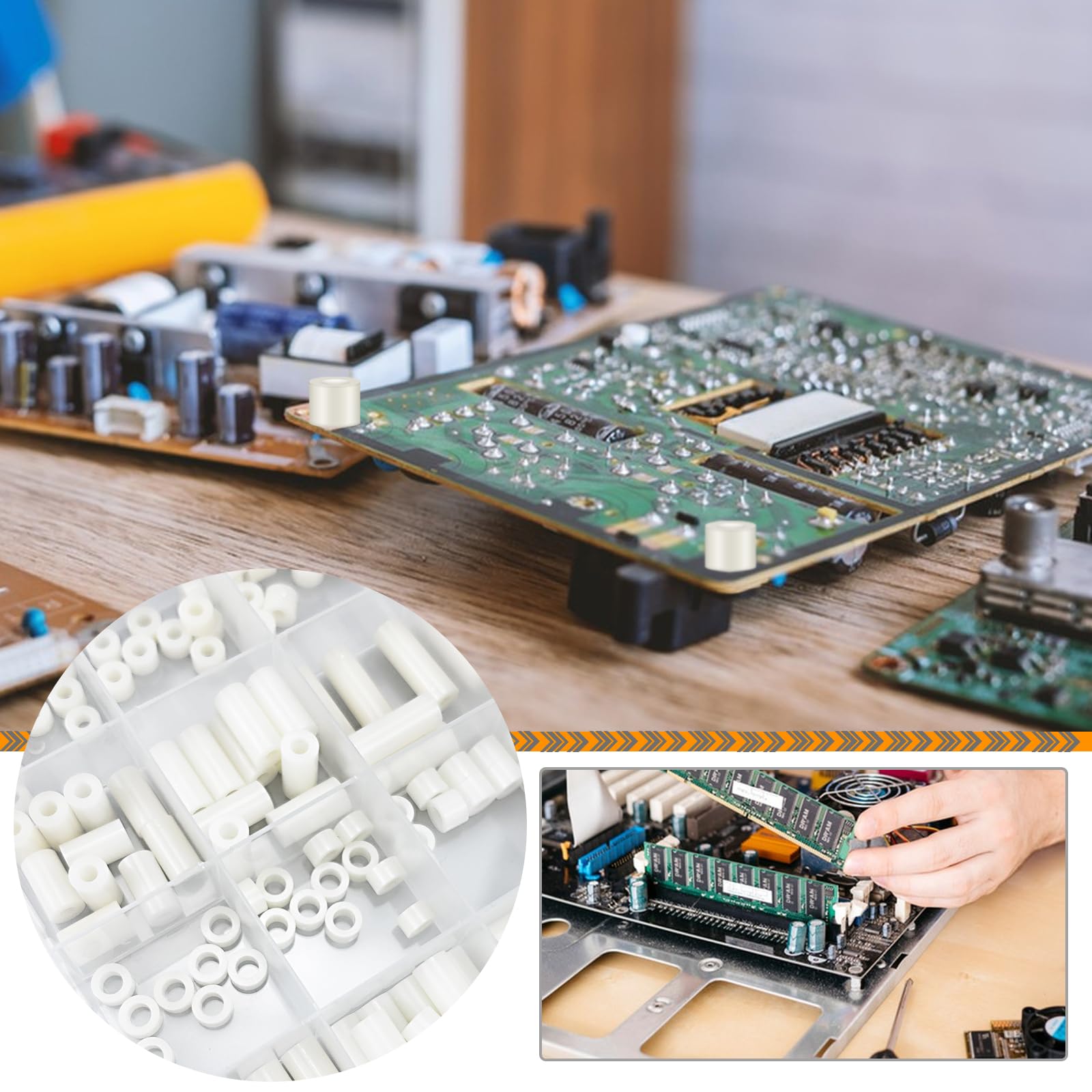 YIXISI 150 Pezzi ABS Rotondo Distanziatori Kit, per Viti M3 / M4 YIXISI 150 Pezzi ABS Rotondo Distanziatori Kit, per Viti M3 / M4