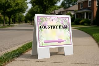 Country Ham Spring Flowers Purple Lilac Directional Arrows A-Frame Double Sided 23x23 in. sign