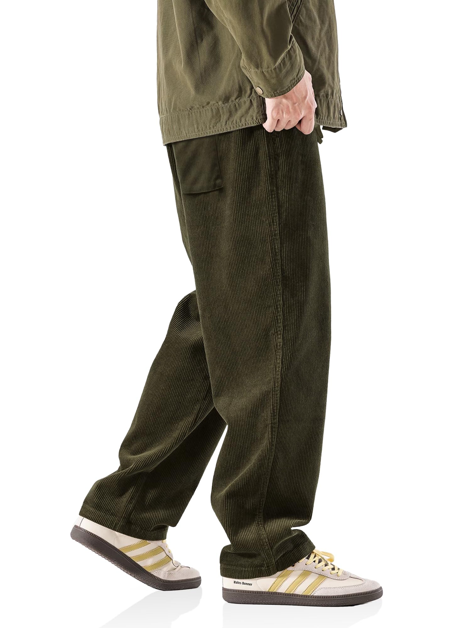 Snapklik.com : Mens Corduroy Pants Baggy Wide Leg Loose Fit Drawstring ...