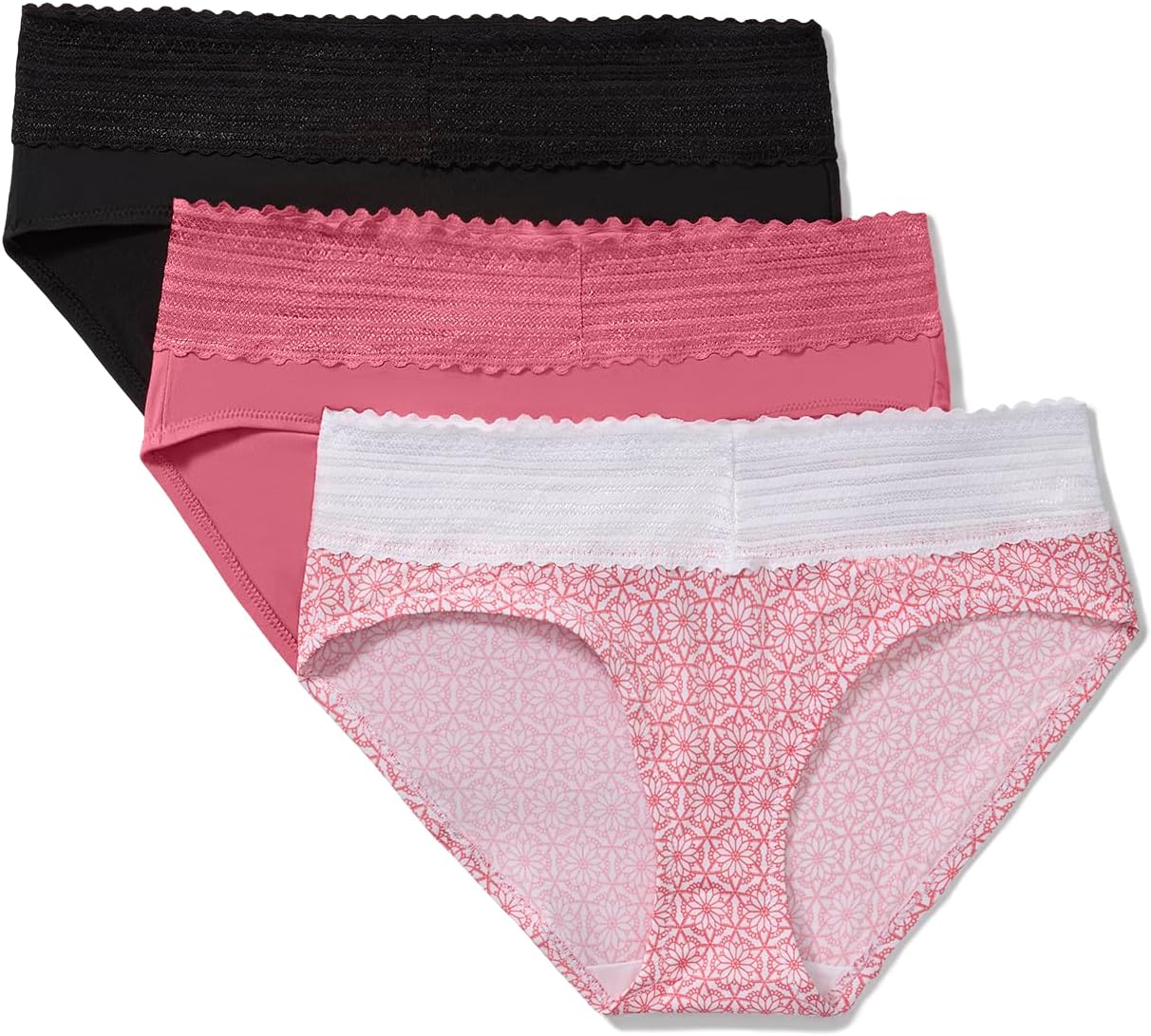 Warner's Women's Blissful Benefits Women's Dig-free Microfiber Lace Hipster 3-pack