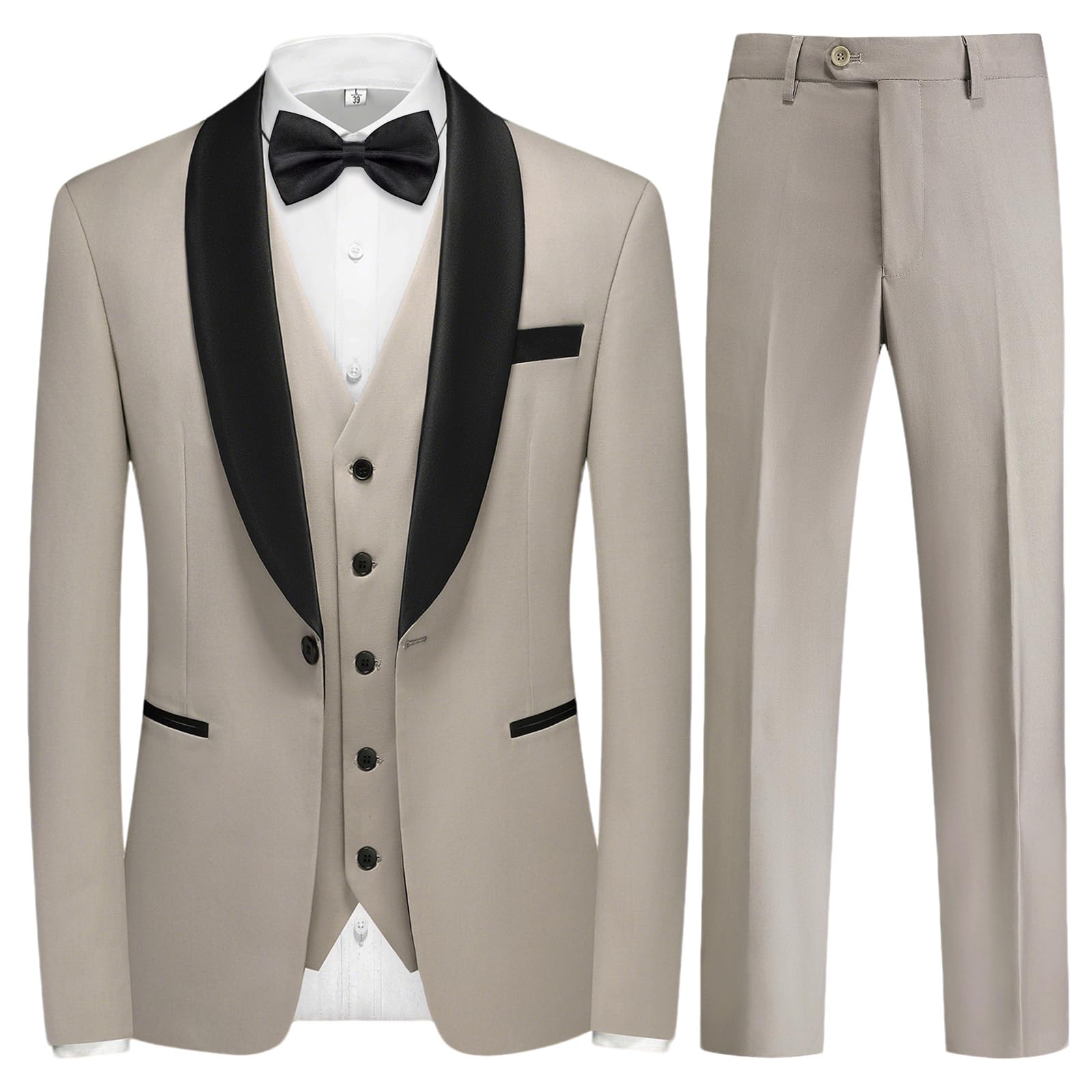Costume Homme 3 Pièces Mariage Slim Fit Smoking d'affaires à Un Bouton pour Fête Blazer Veste Pantalon Gilet