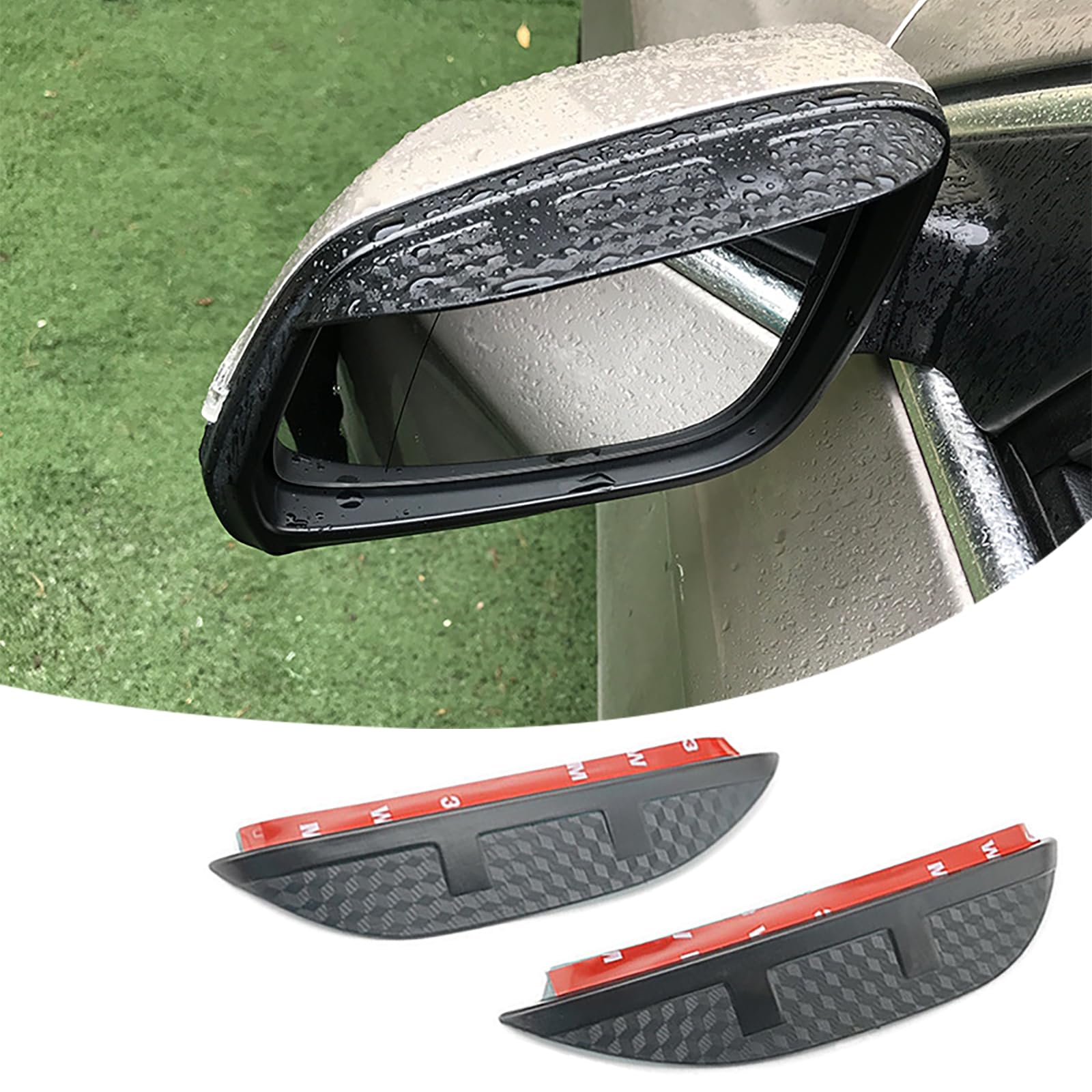 2 Pcs Compatible with DR DR3 2016-2023 UP, Car Rearview Mirror Rain Eyebrow Shield Car Rearview Side Snow Sun Visor Rain Cover Carbon Fiber Look