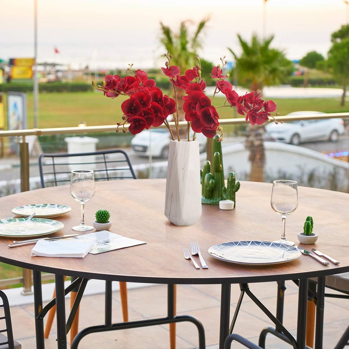 BOMAROLAN Artificial Flowers Faux Butterfly Orchid 4 Pcs Real Touch Double Branch Silk Flowers (No Vase) for Wedding Home Office Party Hotel Yard Decoration Restaurant Patio Festive Furnishing (Red)