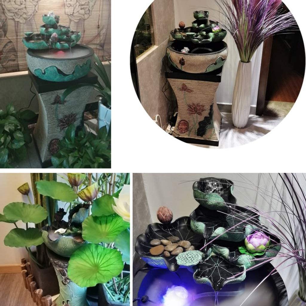 Fontana per Meditazione Casa Fontana Creativa da Tavolo in Resina Interna per Il Tempo Libero Cascata d'Acqua Stile Foglia di Loto Decorazioni per la casa Regalo Ufficio Soggiorno