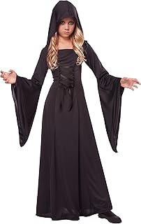 Girl's Deluxe Black Hooded Robe Costume - Buy now