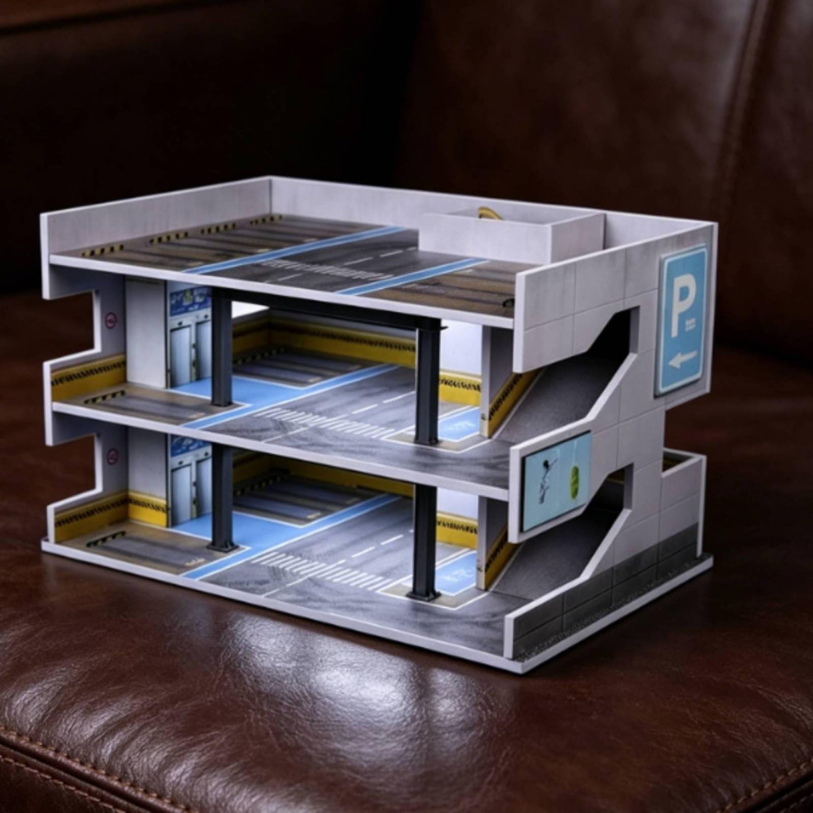 predolo Diorama Parcheggio 1:64 con Struttura a Livelli Garage LED Multistrato Realistico Modello Garage Illuminato per Appassionati di Modellismo, Scrivania, Parcheggio Multipiano Giapponese B