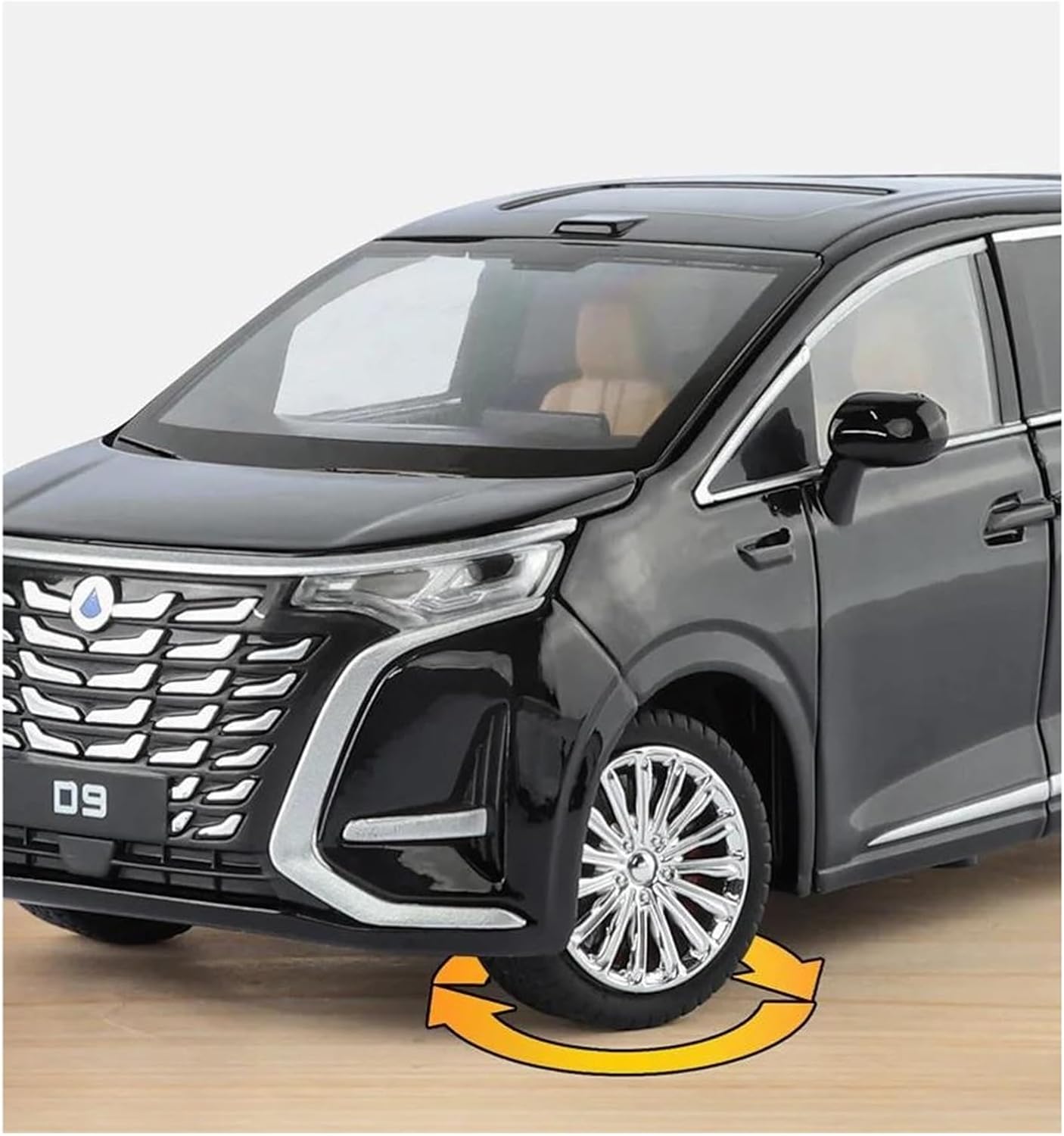 Simulation car Model 1:24 ‌for DENZA D9 MPV Alloy Car Model Diecast Metal Commercial Vehicle Enthusiast Collectible Suitable for Display(Black)