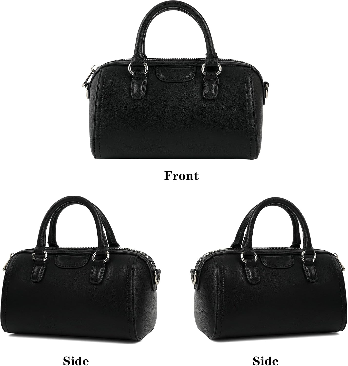 Mini Barrel Top Handle Bag for Women, Vegan Leather Crossbody Satchel with Adjustable Strap, Trendy Handbag