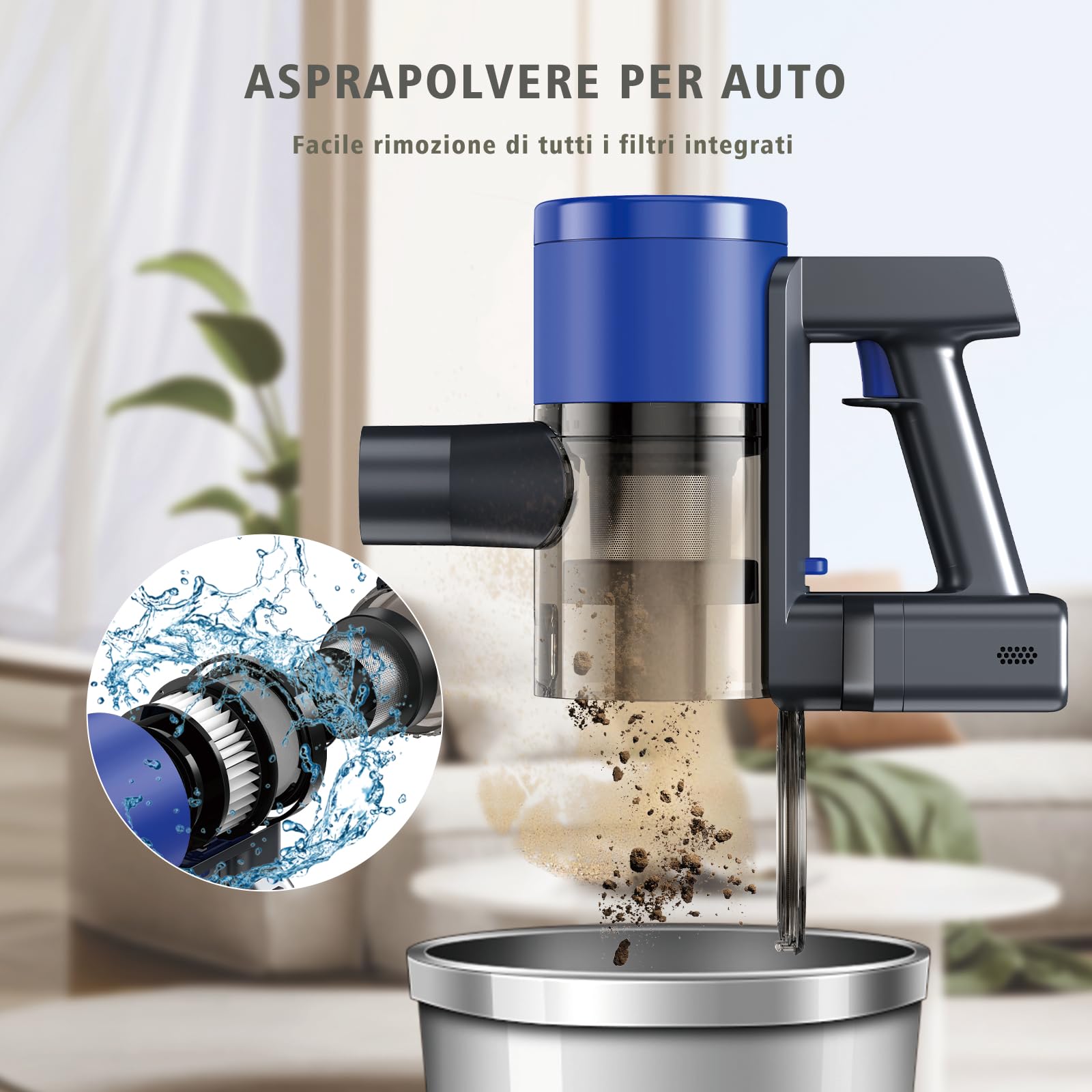 SculifyVita Aspirapolvere Senza Fili Potente 58KPA, Scopa Elettrica con Anti-Groviglio e LED per Peli Animali, 60 Min Autonomia, 2L, HEPA H13, Autoportante