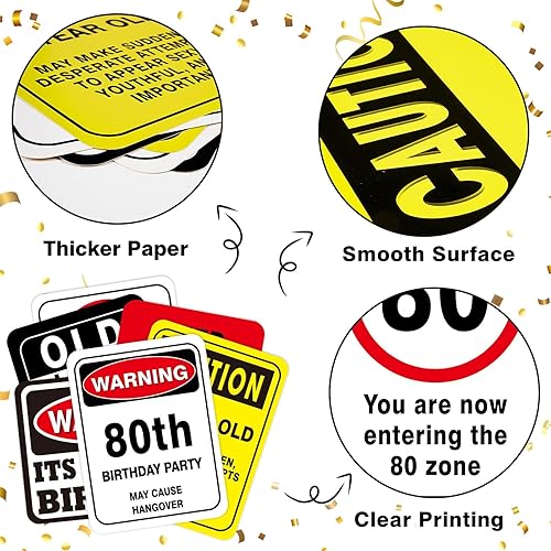 Miniatura 6 de WERNNSAI Decoraciones de cumpleaños 80 – 9 piezas de decoración de fiesta de la zona vieja de los años 80, divertido cartel de patio para abuela,