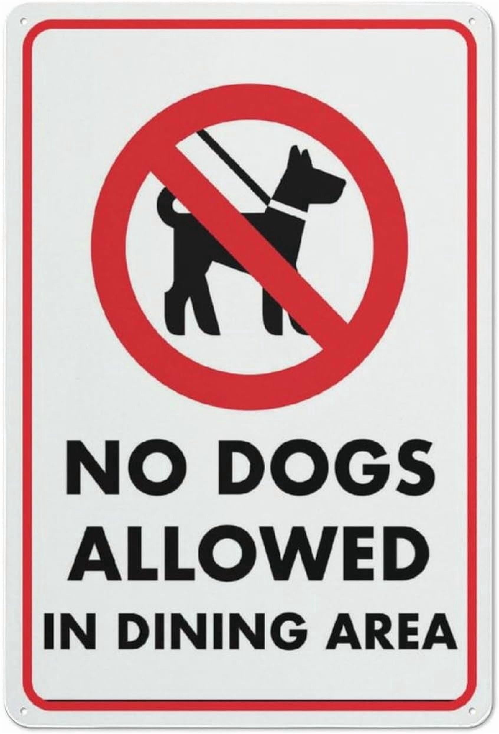 (2-Pack) Metal Tin Sign No Dogs Allowed In Dining Area Sign 8X12 Inch Rust Free Easy To Read & Sturdy Keep Out Outdoor Signs For Home Farm Yard