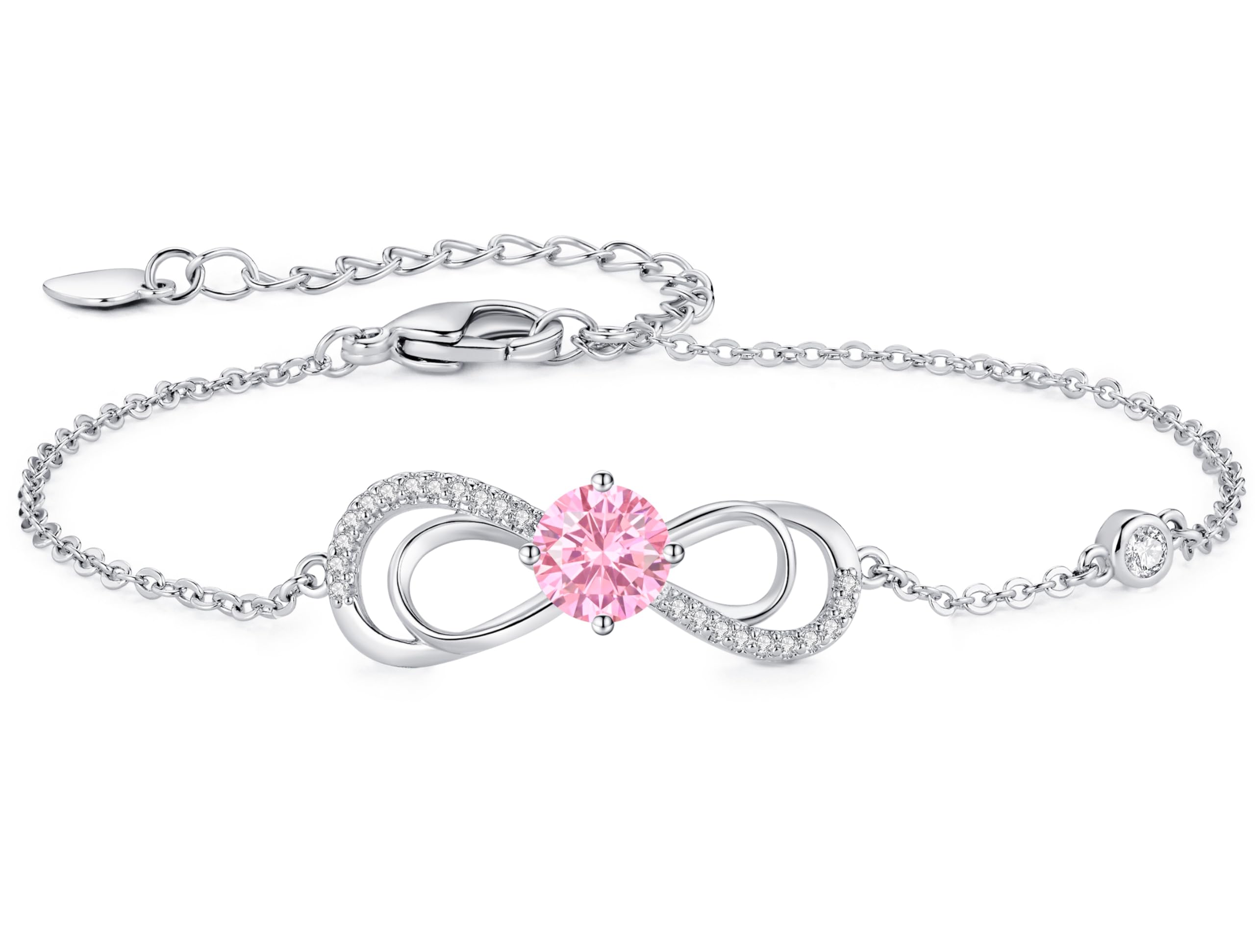 CDE Infinity Armband Damen Herz Geburtsstein Armkette Rosegold Kristallen Armkette Schmuck Muttertag Valentinstag Weihnachtsgeschenke Geburtstag Geschenke für Frauen Freundin Mama