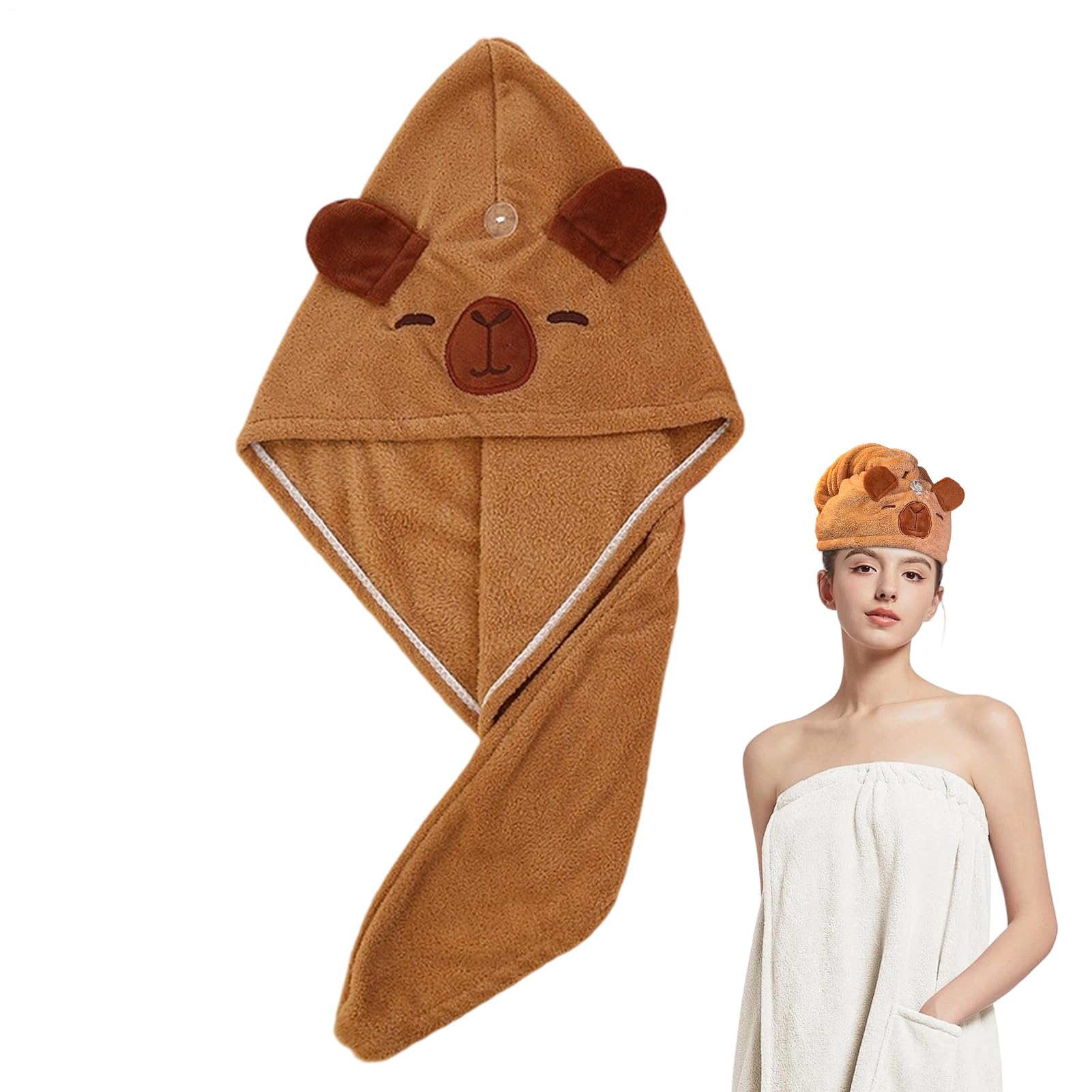 Serviette de séchage pour cheveux capybara douce serviette douche microfibre absorbante maison