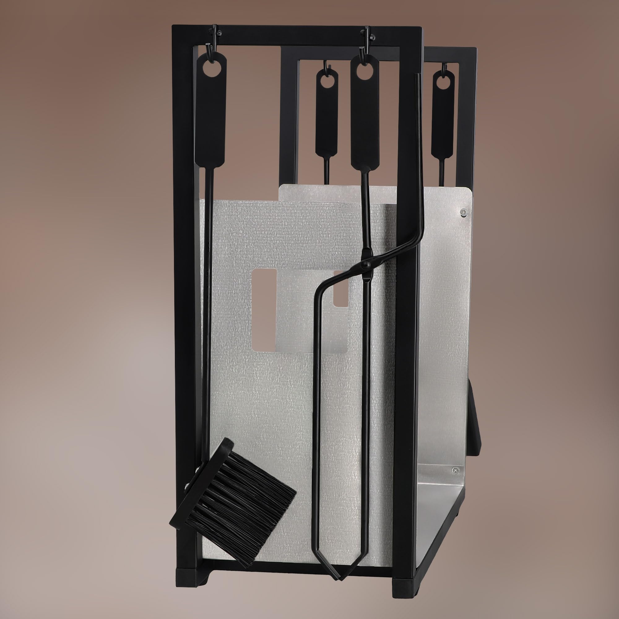 KOTARBAU® Kaminholzregal Innen Modern Ofenbesteck Kaminbesteck Schaufel Besen Kaminzange Schürhakenfür Brennholzregal Holzständer für Kaminholz Brennholzkorb Holzlager