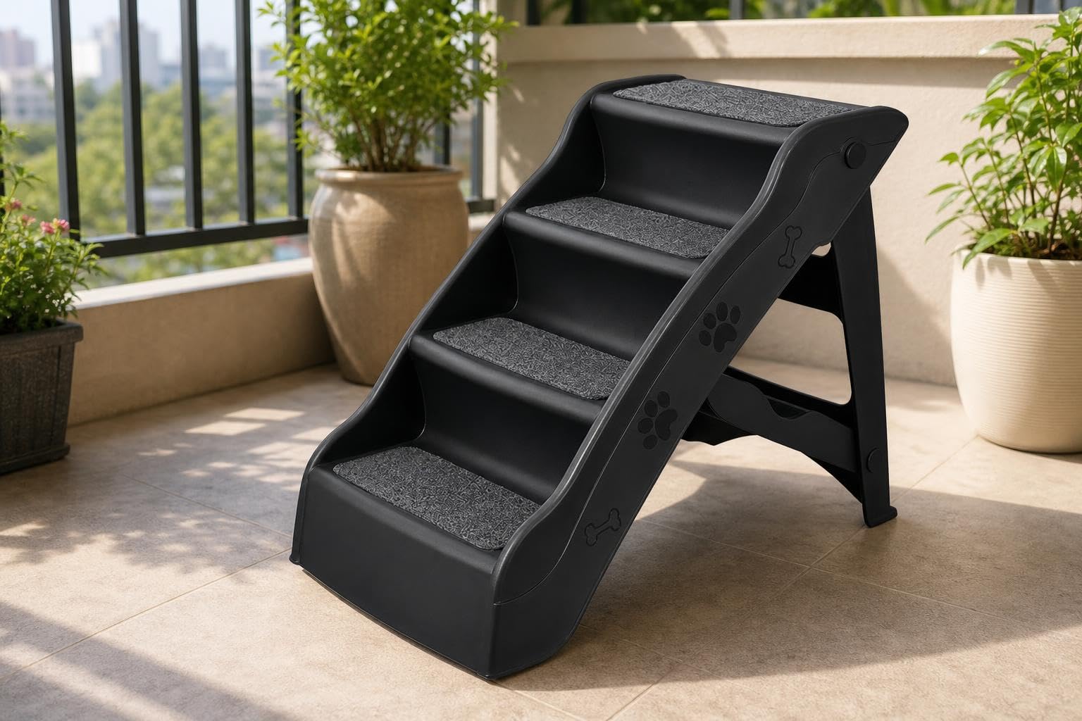Gralara Gradini per Cani con Livelli Rivestimento in Cotone Morbido con Supporto Antiscivolo Telaio Portante in Polipropilene con Bordi Arrotondati Adatta per, Nero, Rinforzato e ispessito