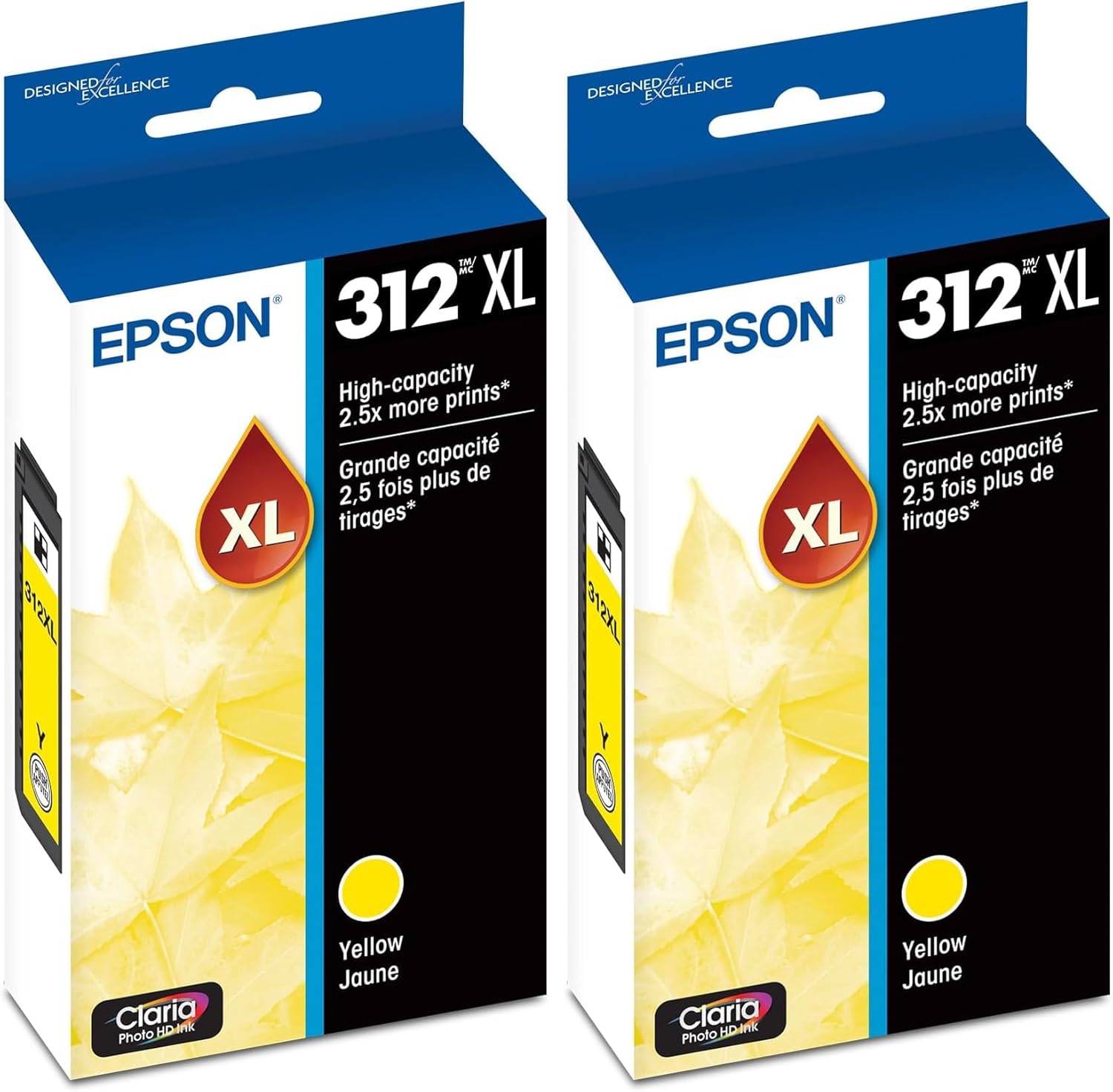 Epson T312 Claria Photo HD -Ink High Capacity Yellow -Cartridge (T312XL420-S) for Select Expression Photo Printers (Pack of 2)
