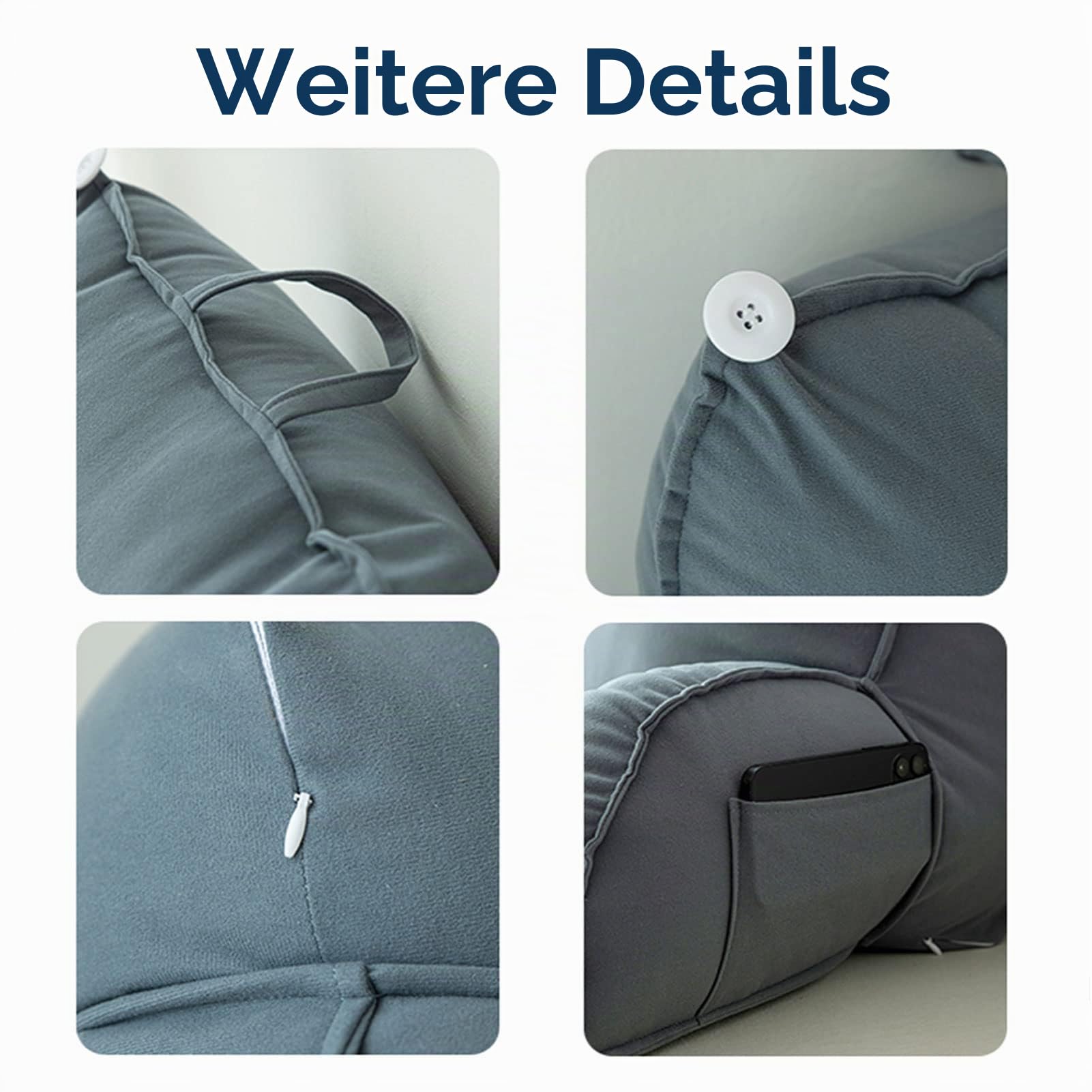 Lesekissen mit Armlehnen,Rückenkissen für Sofa,Bücherkissen Für Bett,mit Abnehmbarer Nackenrolle,Sitzstützkissen Zum Entspannen,Spielen,Lesen,Fernsehen