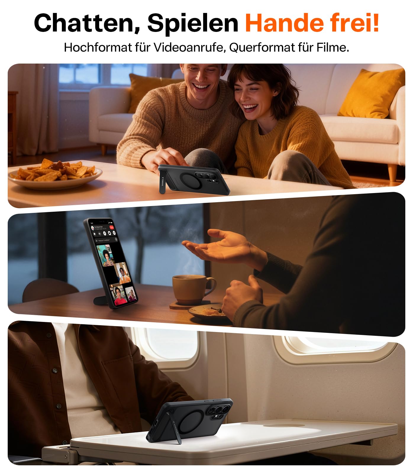 TORRAS 2026 Neu Ostand L1 für Samsung Galaxy S26 Ultra Hülle für MagSafe mit unsichtbarem Ständer Militärschutz Magnetkraft Zertifiziert Stoßfest Hülle Samsung S26 Ultra Case Matt Schwarz
