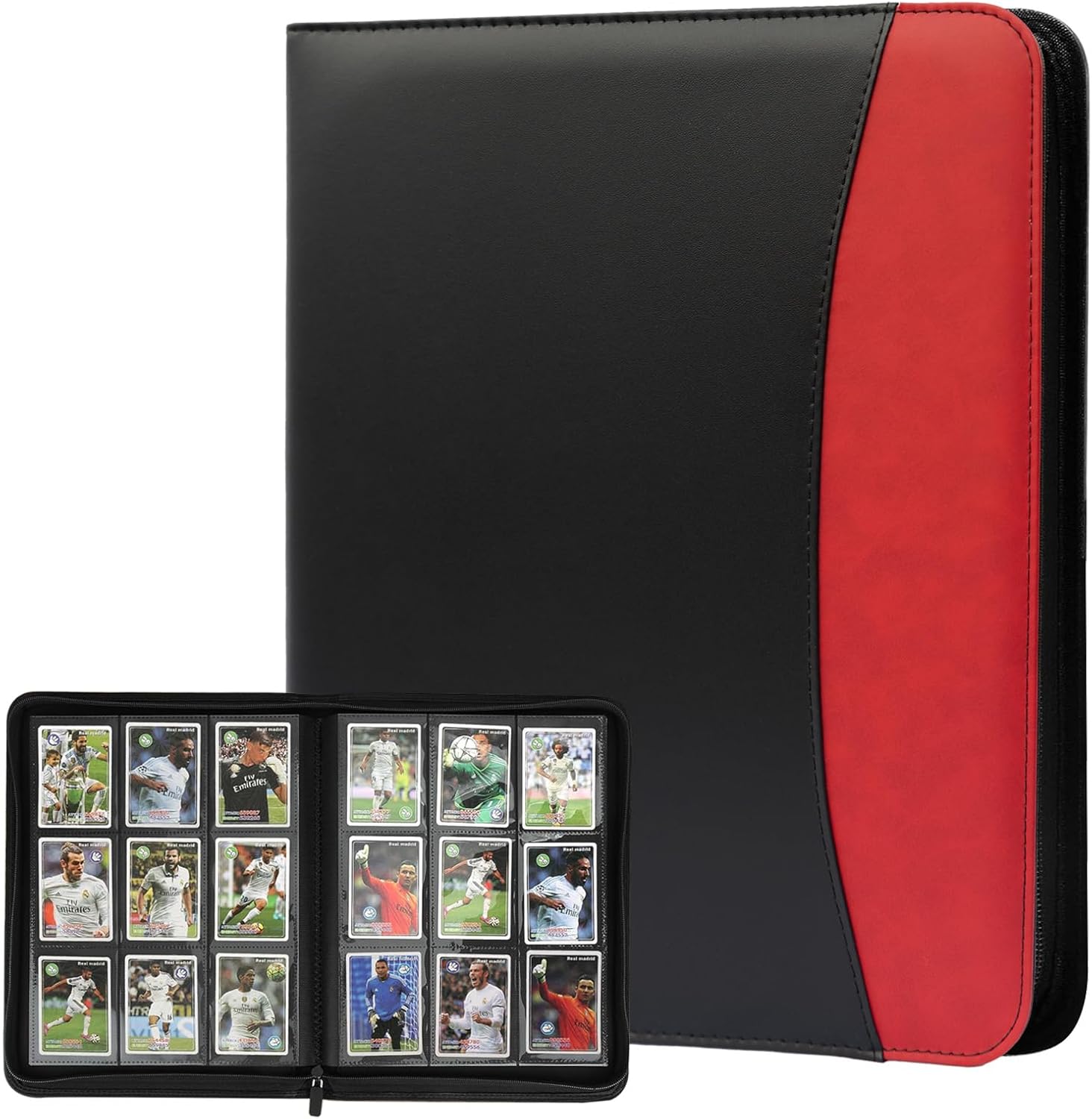 540 Card Capacity Binder, Zippered 9-Pocket Dual Side Album, PU Leather Holder for Trading Cards and Sports Cards