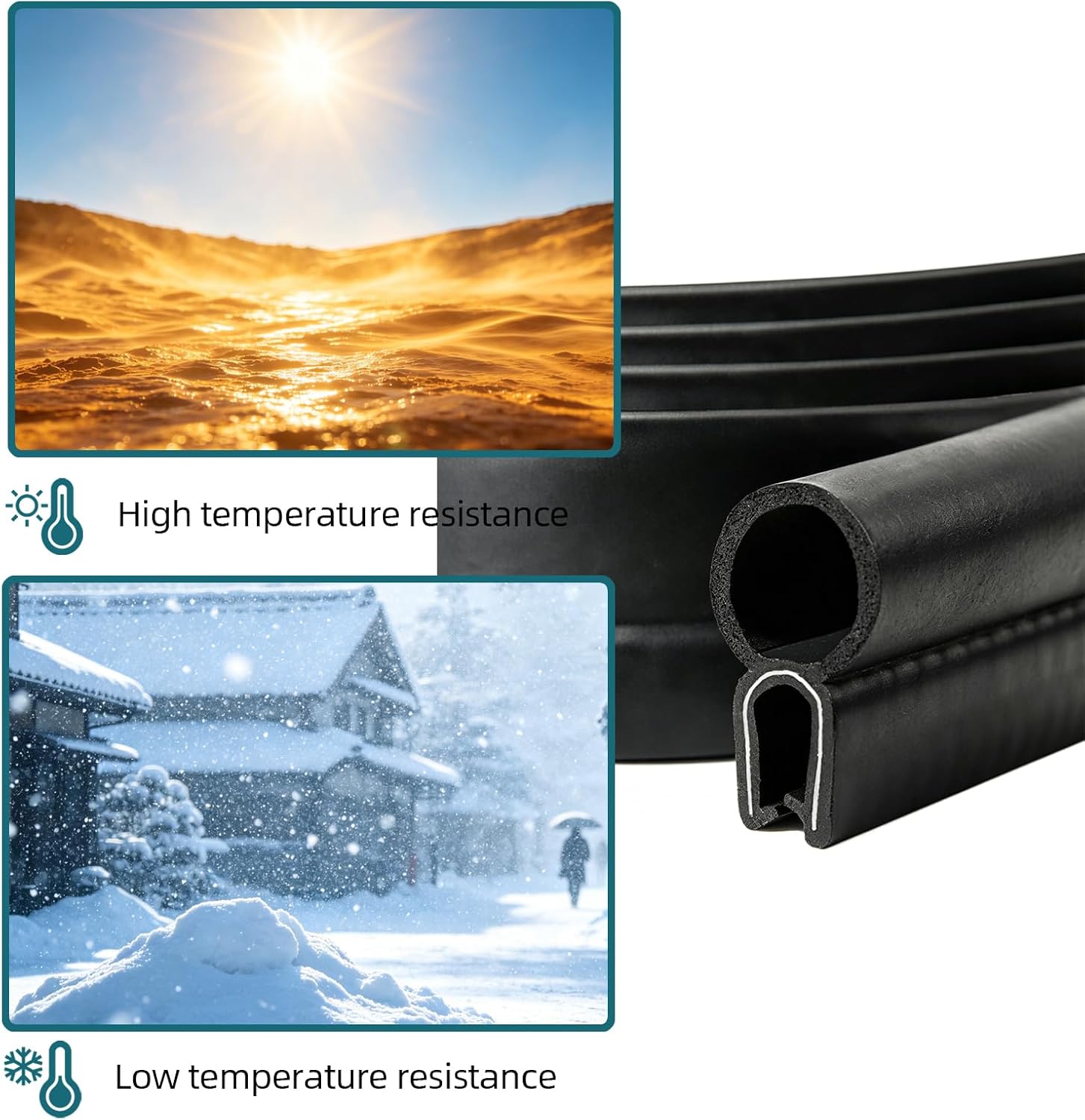 Car Door Rubber Seal Strip with Top Bulb(10Ft), Automotive Weather Stripping Soundproofing Edge Guard Trim for Cars, Trucks, Boats, and Home Applications