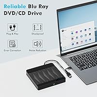 Vista 4 de Unidad de Blu Ray Externa, Quemador de Blu Ray Externo USB 3.0 Tipo C Escritor de BD/DVD/CD para PC, Compatible con Reproducción 3D y Discos