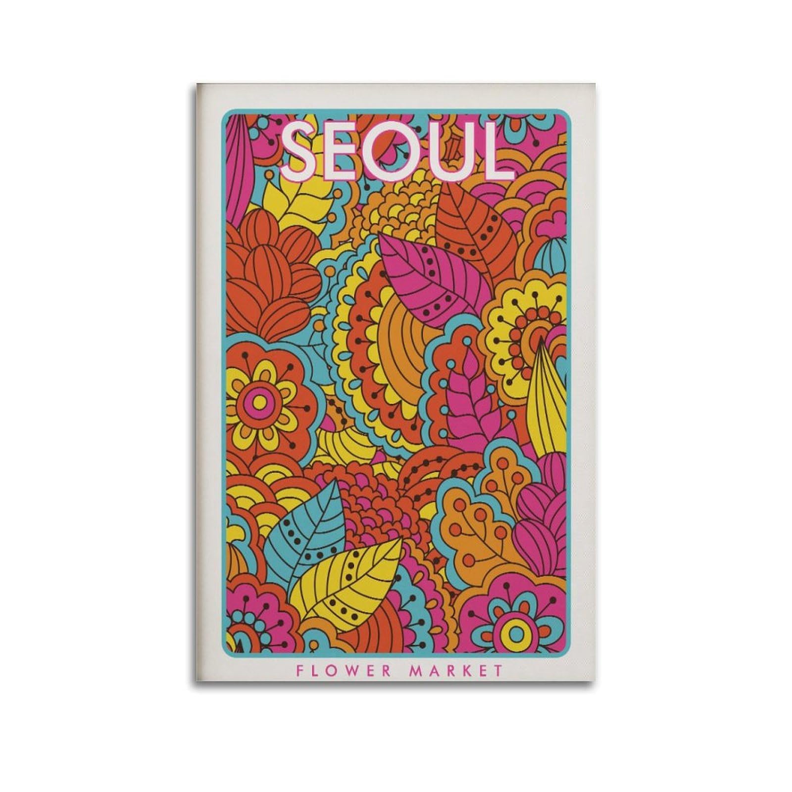 xiaoxiaoshen Seoul Flower Market Botanical1 Canvas Poster Wall Art Prints Room Aesthetic Murals Bedroom And Living Decorations 24x36inch(60x90cm)