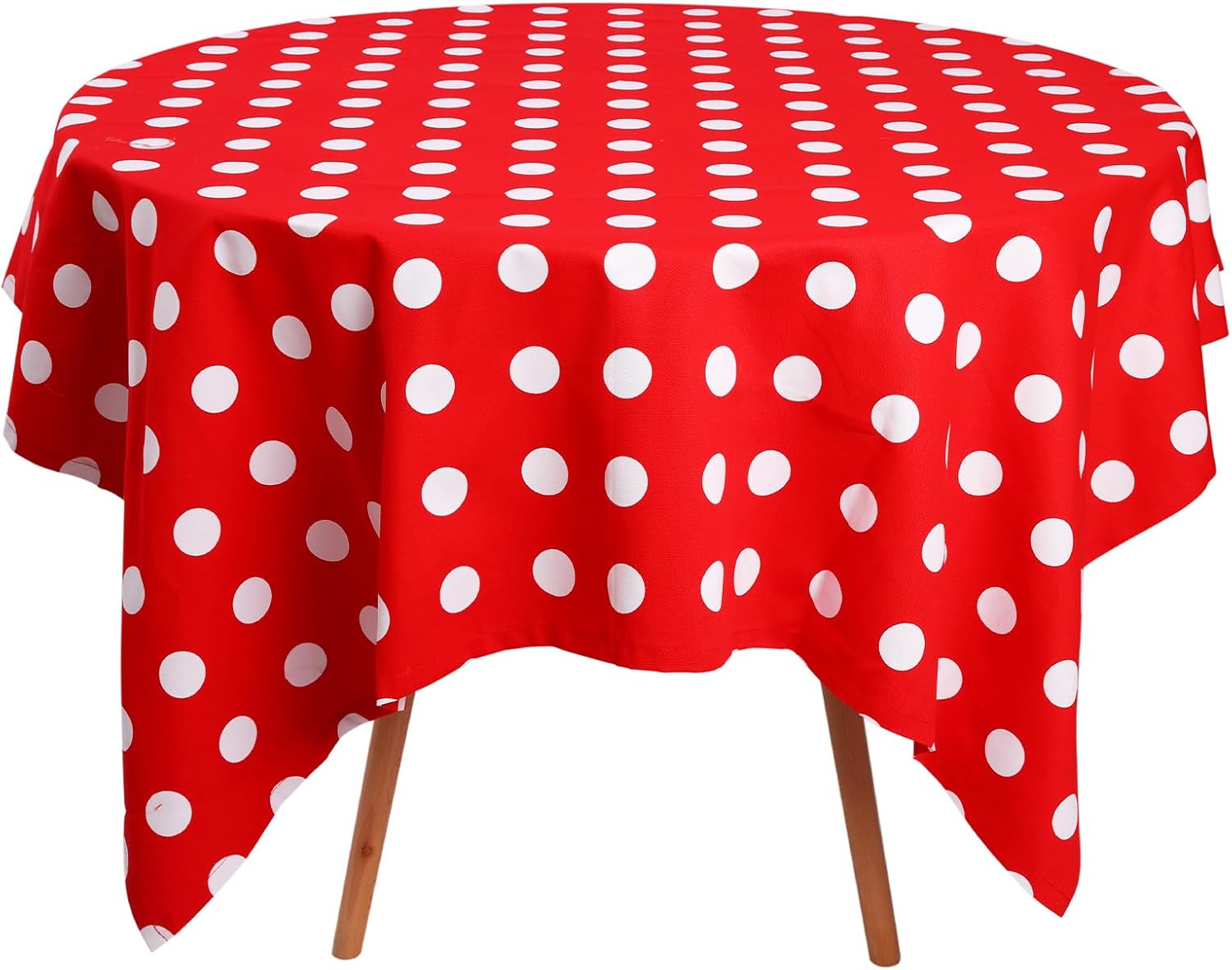 Jeloris Christmas Tablecloth Polka Dot Tablecloth, Red and White Holiday Pop Art Rectangle Wrinkle Free Table Cover for Holiday/Dining/Party Use (55x78 inch)