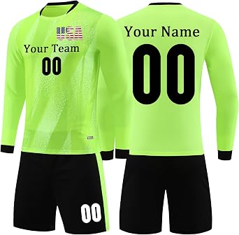 Custom Soccer Goalie Jersey Youth with Name Number Logo Long Sleeve Goalie Uniform Soccer Goalkeeper Kit for Kid Adult