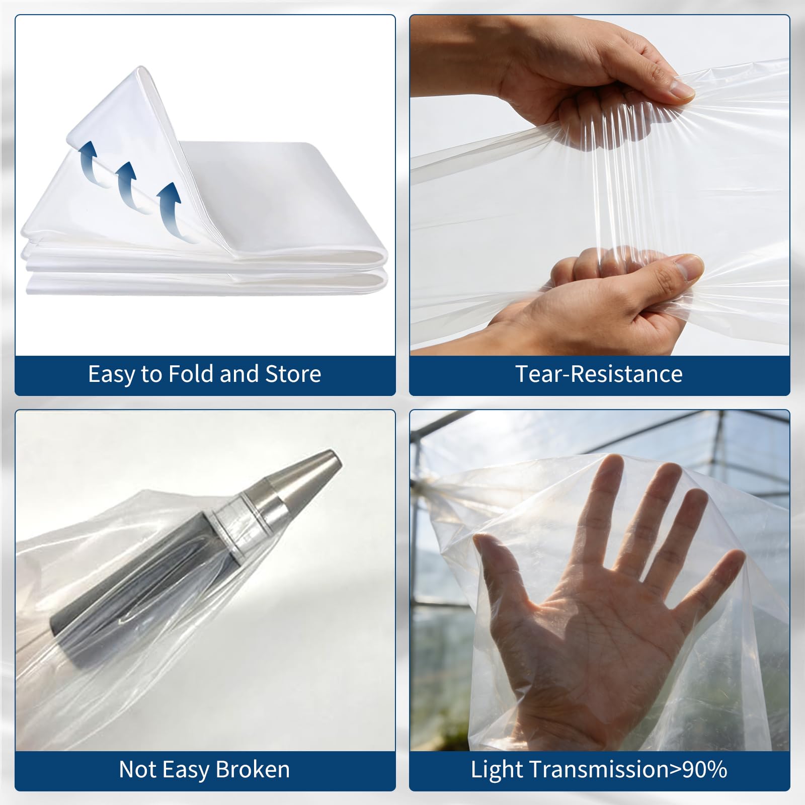Garvee Telo per Serra 8x12,2m, Pellicola in Plastica Trasparente 6 Mil, Telo Polietilene LDPE Anti-UV, Copertura Serra Resistente per Agricoltura, Orto e Giardino, Anti-Invecchiamento 2 Anni