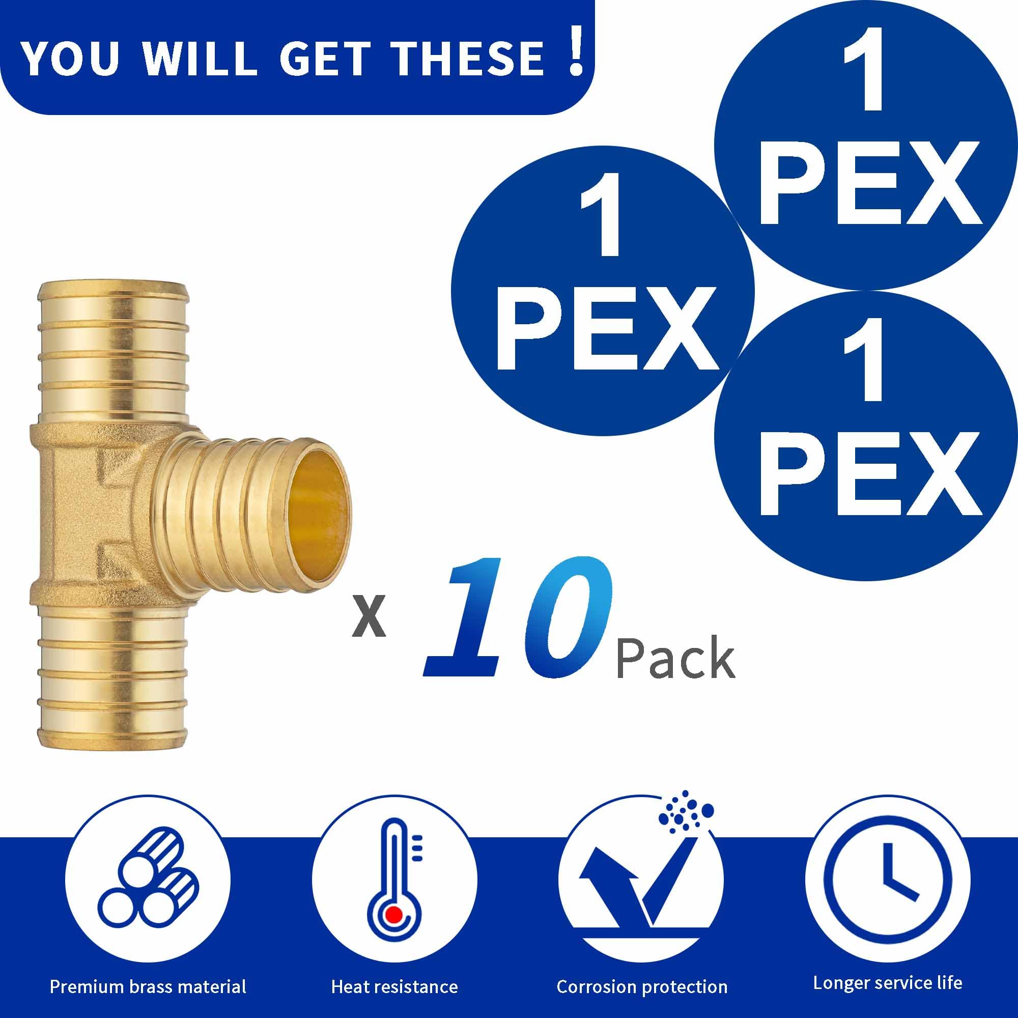 (10 sztuk) Lidertik 1 PEX Tee mosiężne rury T zaciskane złączki Pex 2.5 cm, 2.5 cm PEX B F1807 do 2.5 cm PEX B F1807 do 2.5 cm PEX B F1807 adapter mosiądz LI-APXT1 (10 sztuk)
