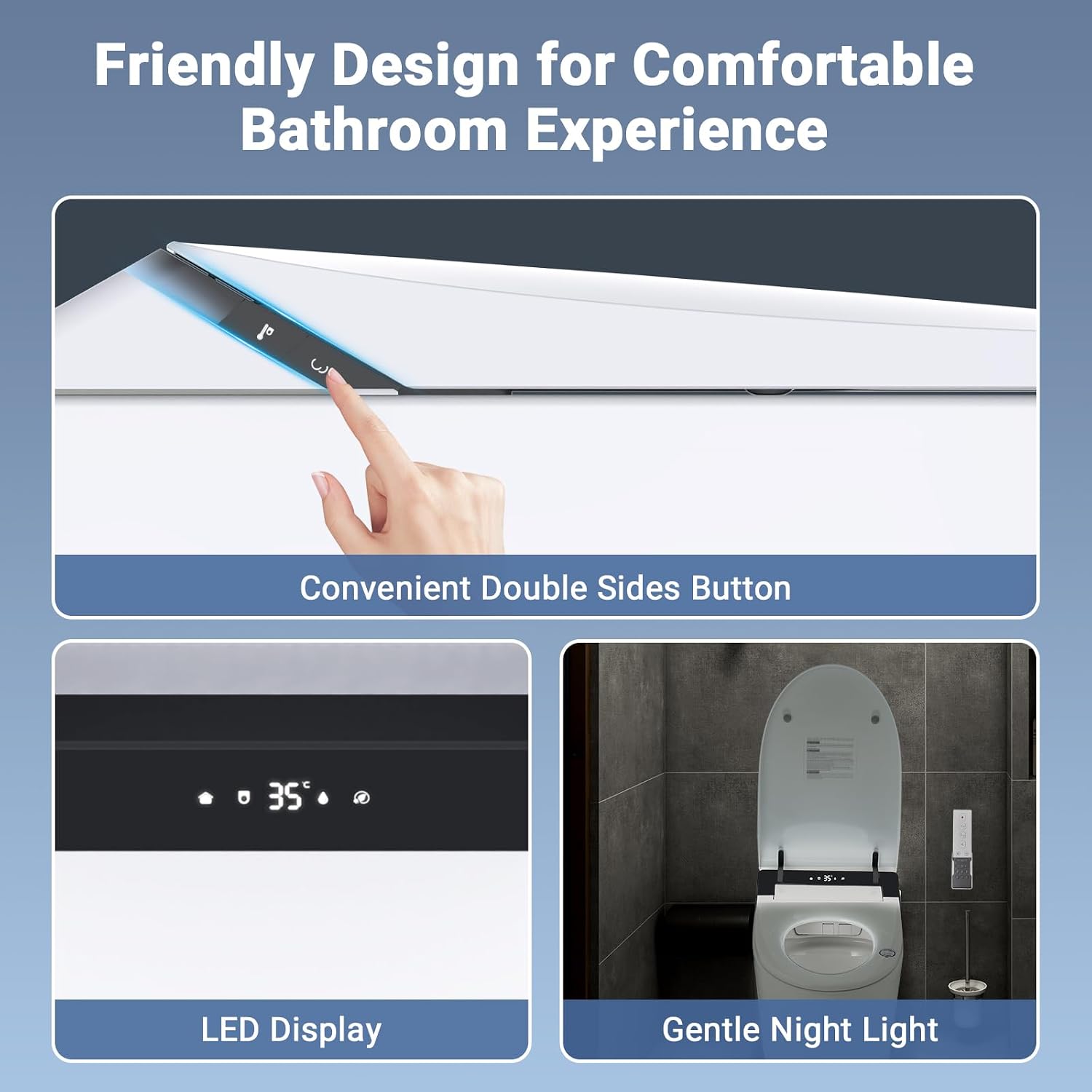 One Piece Smart Toilet with Built-In Bidet | Modern Elongated Toilet with Warm Water Wash, Heated Seat, Auto Flush & Foot Sensor Operation, LED Display, Tankless Design