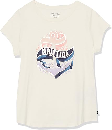 Nautica Camiseta de manga corta para niña con divertido diseño gráfico, camiseta de algodón con interior sin etiqueta