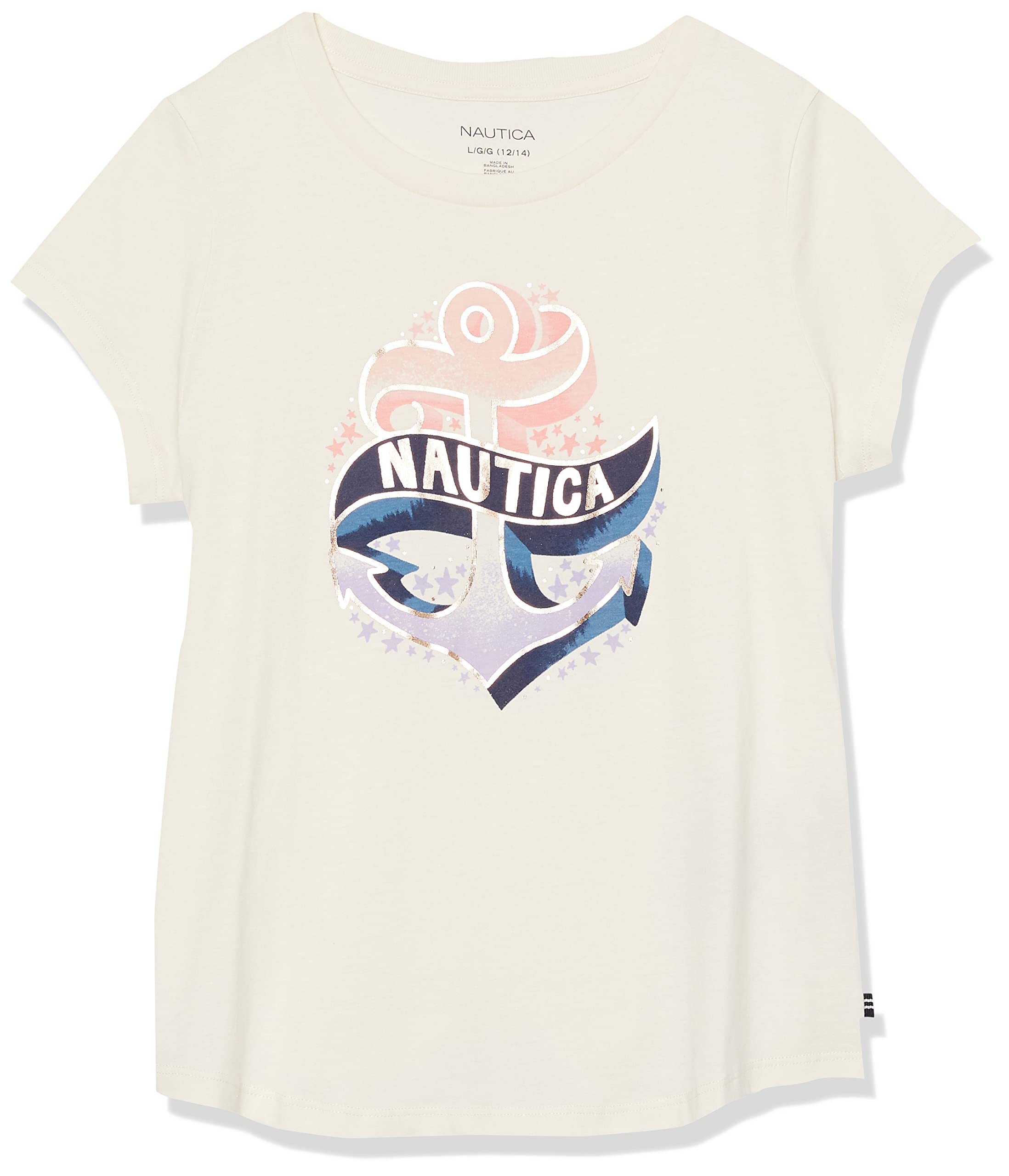 Nautica Short Sleeve Graphic Logo T-Shirt, Everyday Casual Wear, Soft & Comfortable Fit T-Shirt Bambine e Ragazze (Pacco da 1)