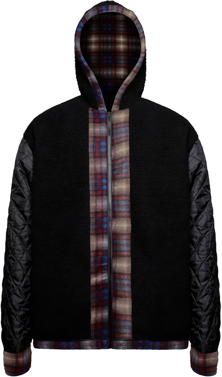 LeeHanTon Hoodies for Men Winter Warm Heavyweight Sherpa Lined Fleece Zip Up Hoody Jacket - Image 3