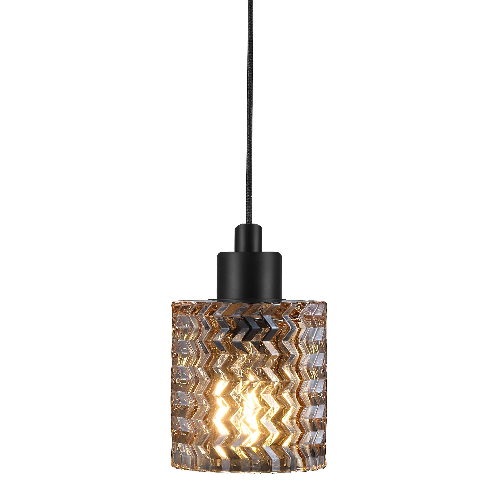 Nordlux Hollywood Pendelleuchte – Glamouröse Deckenlampe im Art-déco-Stil, mundgeblasenes Glas in Bernstein, E27 Fassung, IP20, 300 cm Kabel – für Esszimmer, Wohnzimmer & Flur