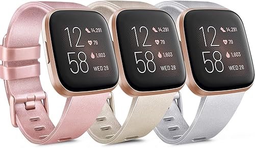 Paquete de 3 correas de silicona suave compatibles para Fitbit Versa 2Fitbit VersaFitbit Versa Lite, correas deportivas ajustables para mujeres y