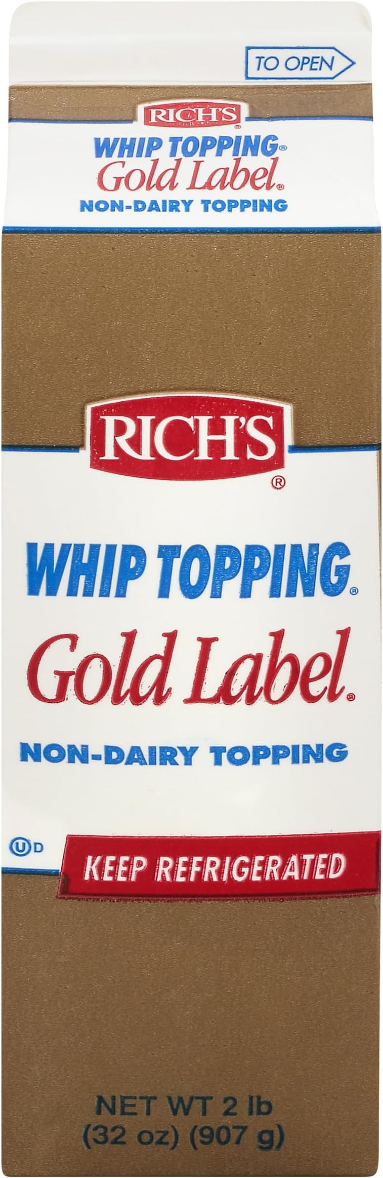 Rich's Gold Label Ready To Whip Topping Liquid Base, Frozen Desserts, Bulk, 12 Pack, 2lb Cartons