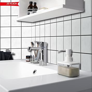 2D White Marble Tile Stickers Self-Adhesive 30 x 30 cm Pack of 10