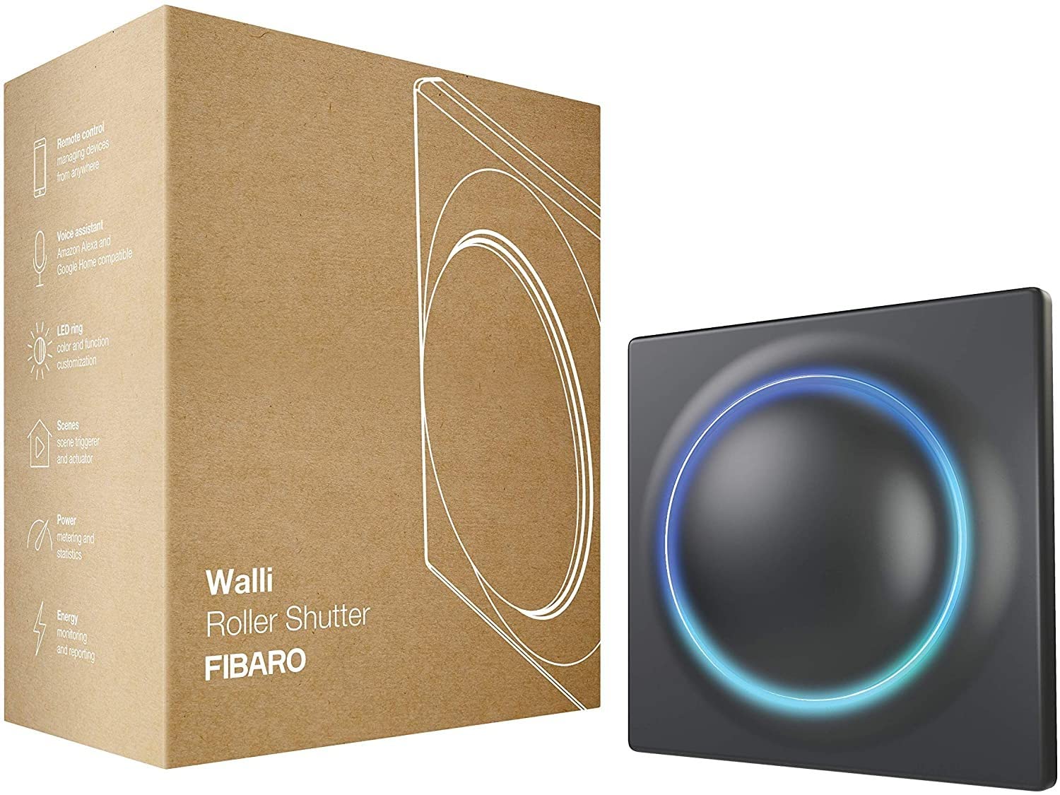 Fibaro Fibaro Walli FGWDEU-111-8 Dimmer Z-Wave Plus Light Dimmer with LED Lid Anthracite