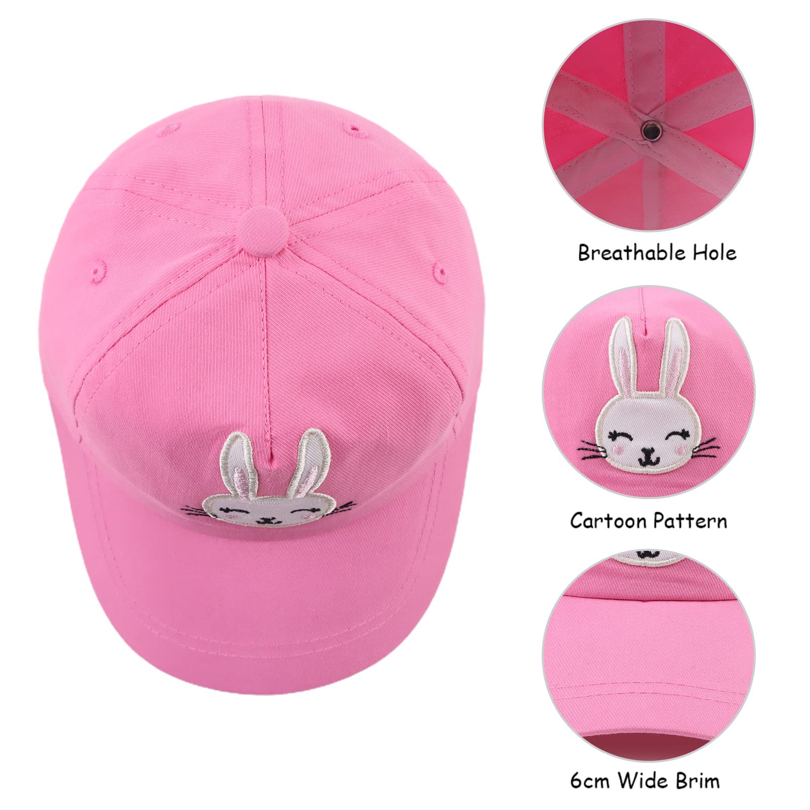 XIAOHAWANG Coton Enfant Casquette Broderie Ours Lapin Chapeau pour Bébé Fille Garçon Chapeaux De Soleil 6 Mois-10 Ans - 3