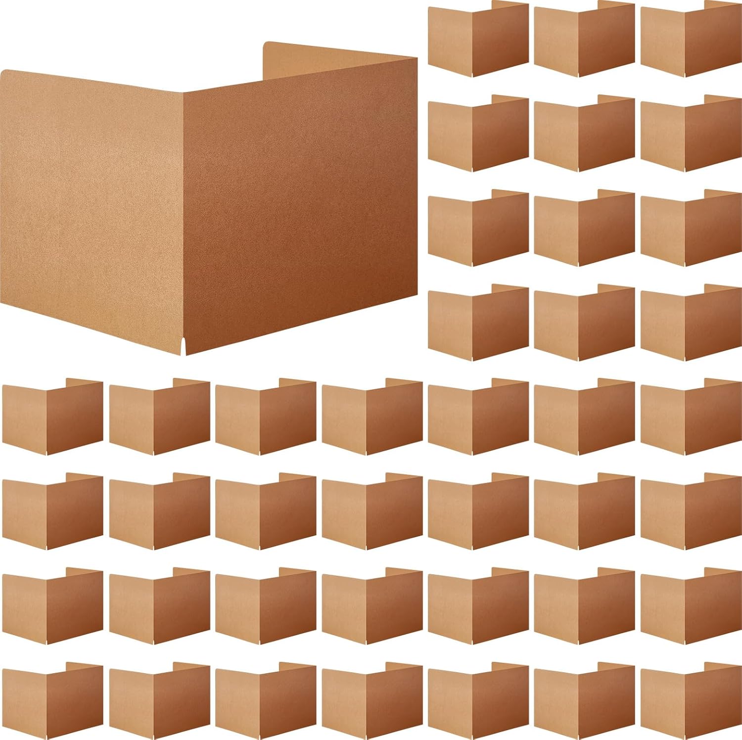 Gueevin 40 Pcs Classroom Desk Dividers for Students Test Privacy Folders for Better Focus Overall Size 13" x 20" x 17" School Testing Study Cardboard (Brown)