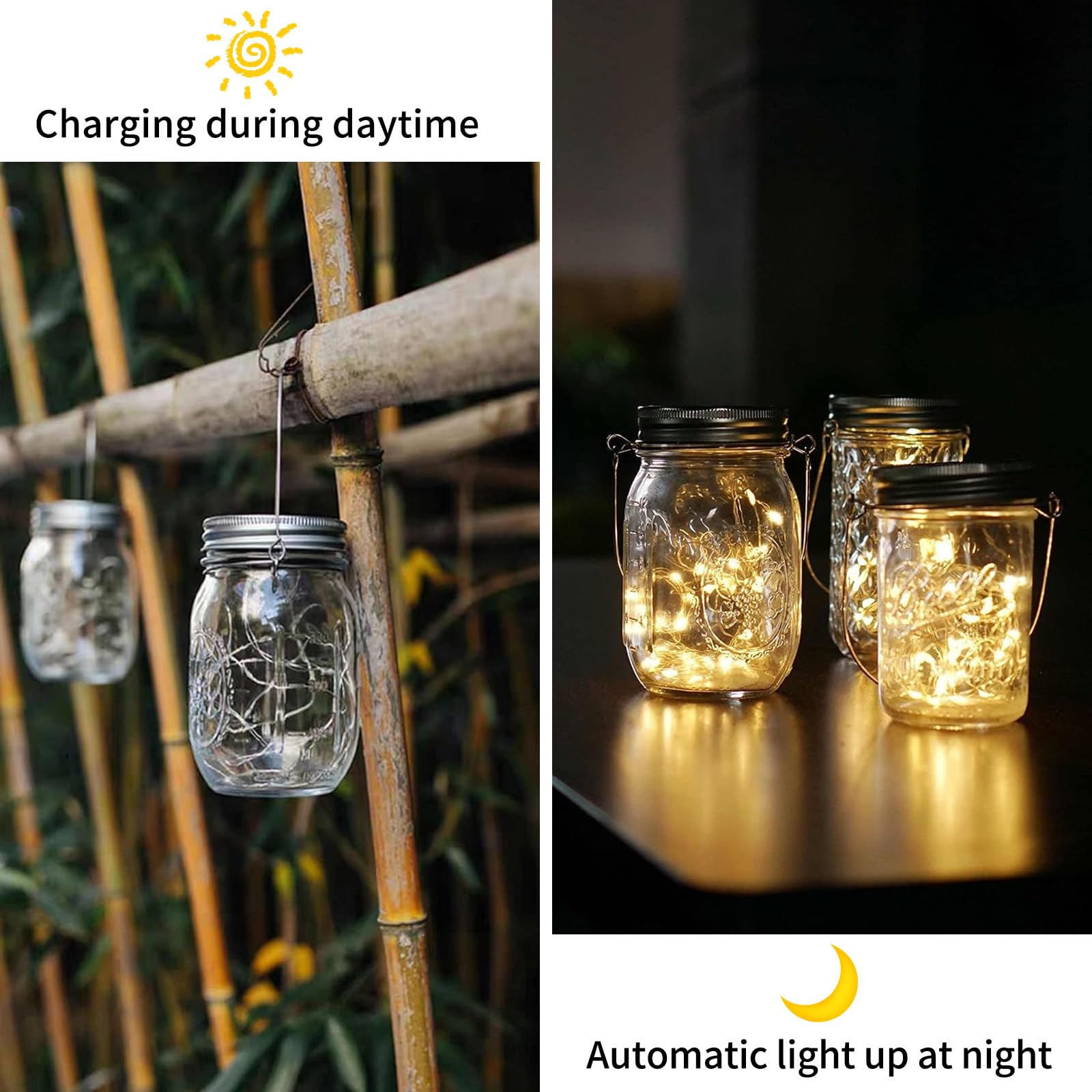 Dracarys Luci Solari Mason Jar - 3 Pack Con 30 LED, Coperchio Impermeabile Per Decorazione Giardino E Feste - Foto 2