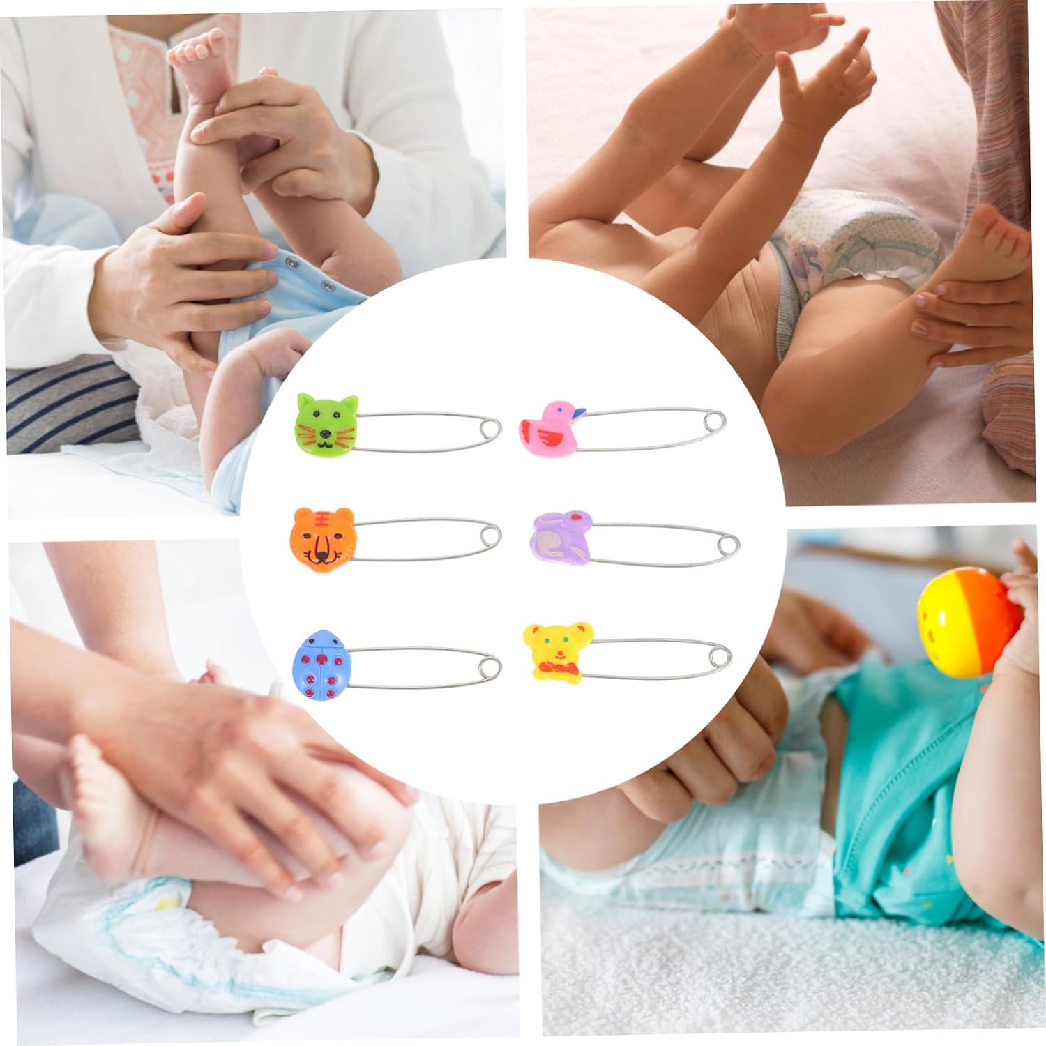 Uonlytech 30pcs Plastic Safety Cute Animal Newborn Diaper Fasteners for Secure Clothing and Diapers Safe and Comfortable Accessories